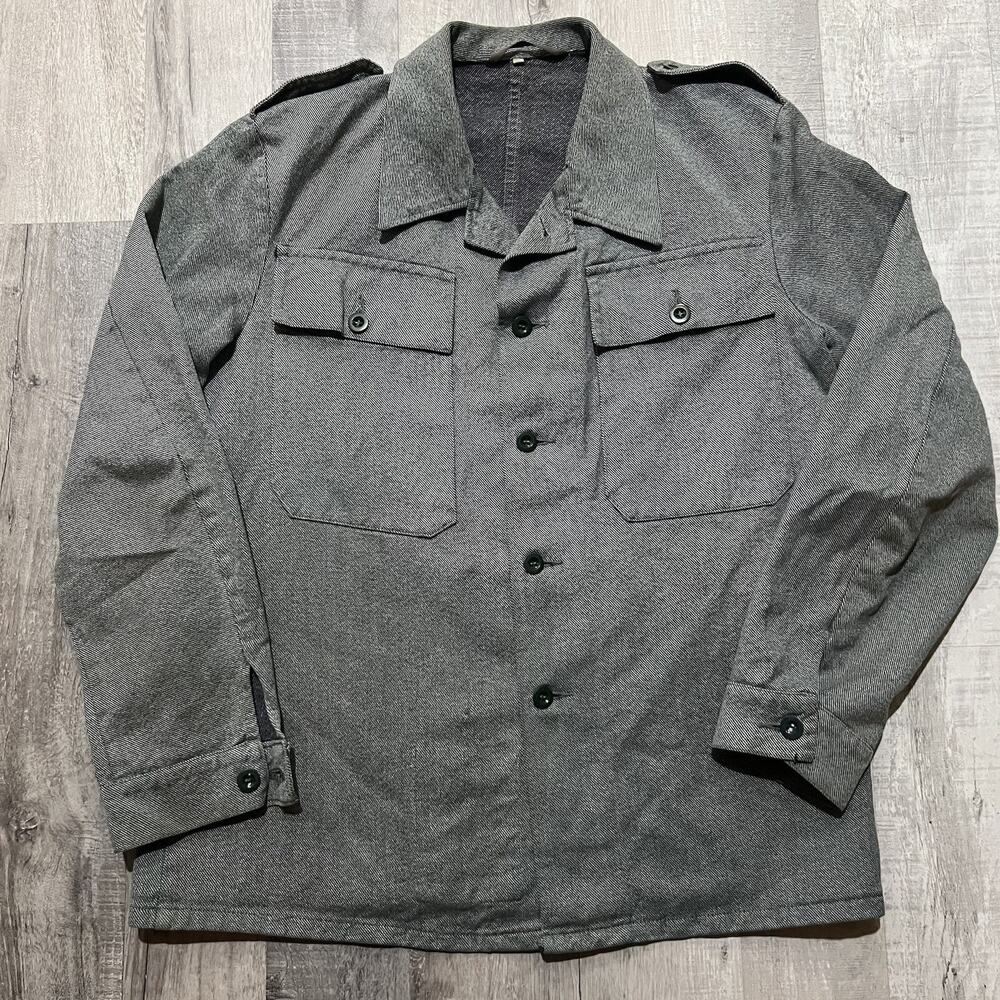 VTG 80s German Military Heavy Hess Green 1983 Combat Field Button Jacket Size 50